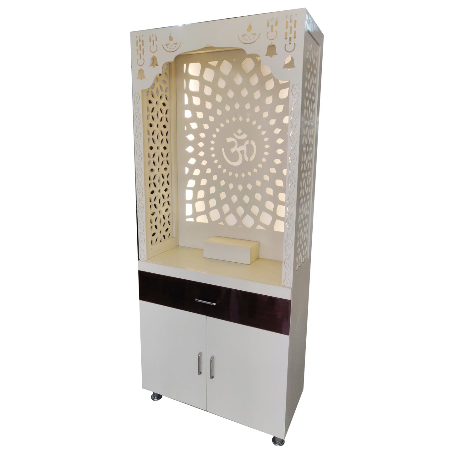 White PU Polished Wooden Temple