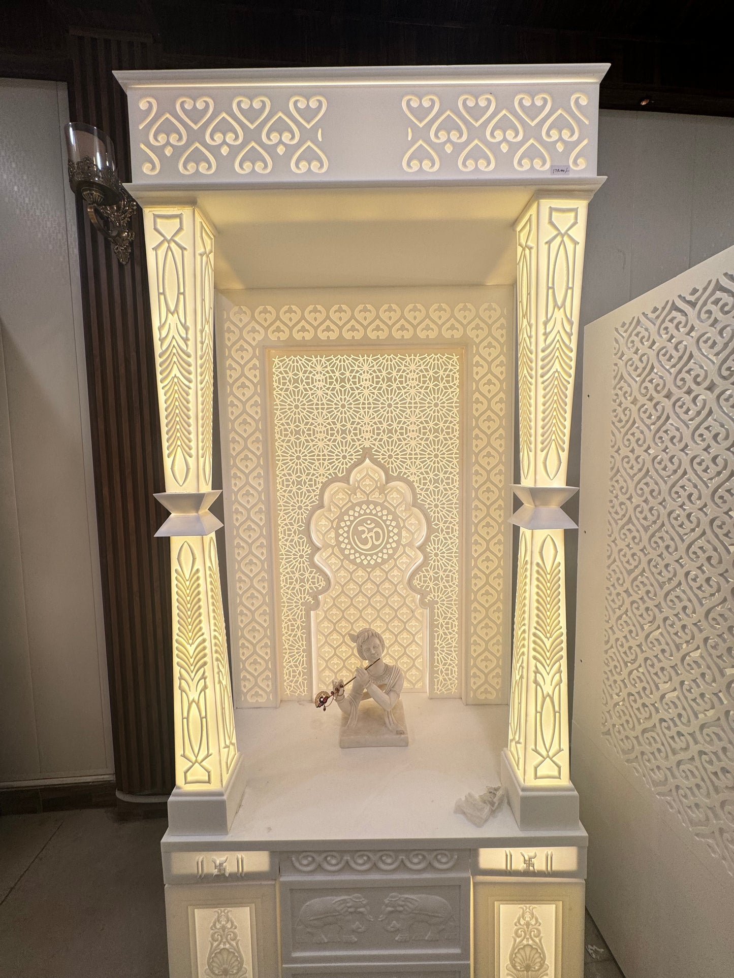 Mandir Gher Tak Exclusively Corian Home Temple along 3 Layered Back