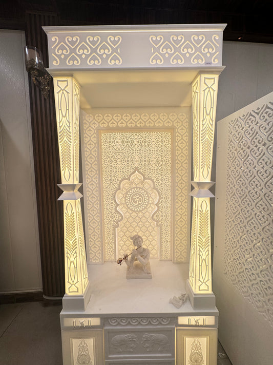 Mandir Gher Tak Exclusively Corian Home Temple along 3 Layered Back