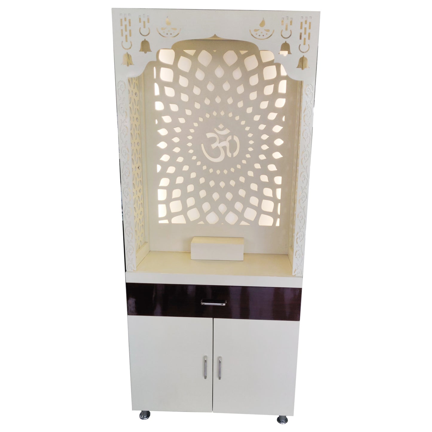 White PU Polished Wooden Temple