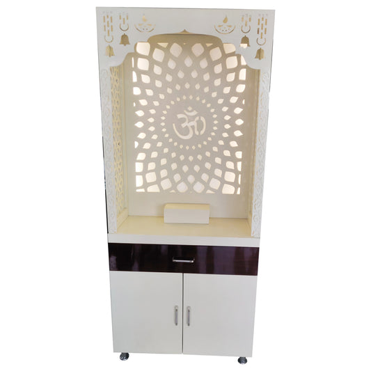 White PU Polished Wooden Temple