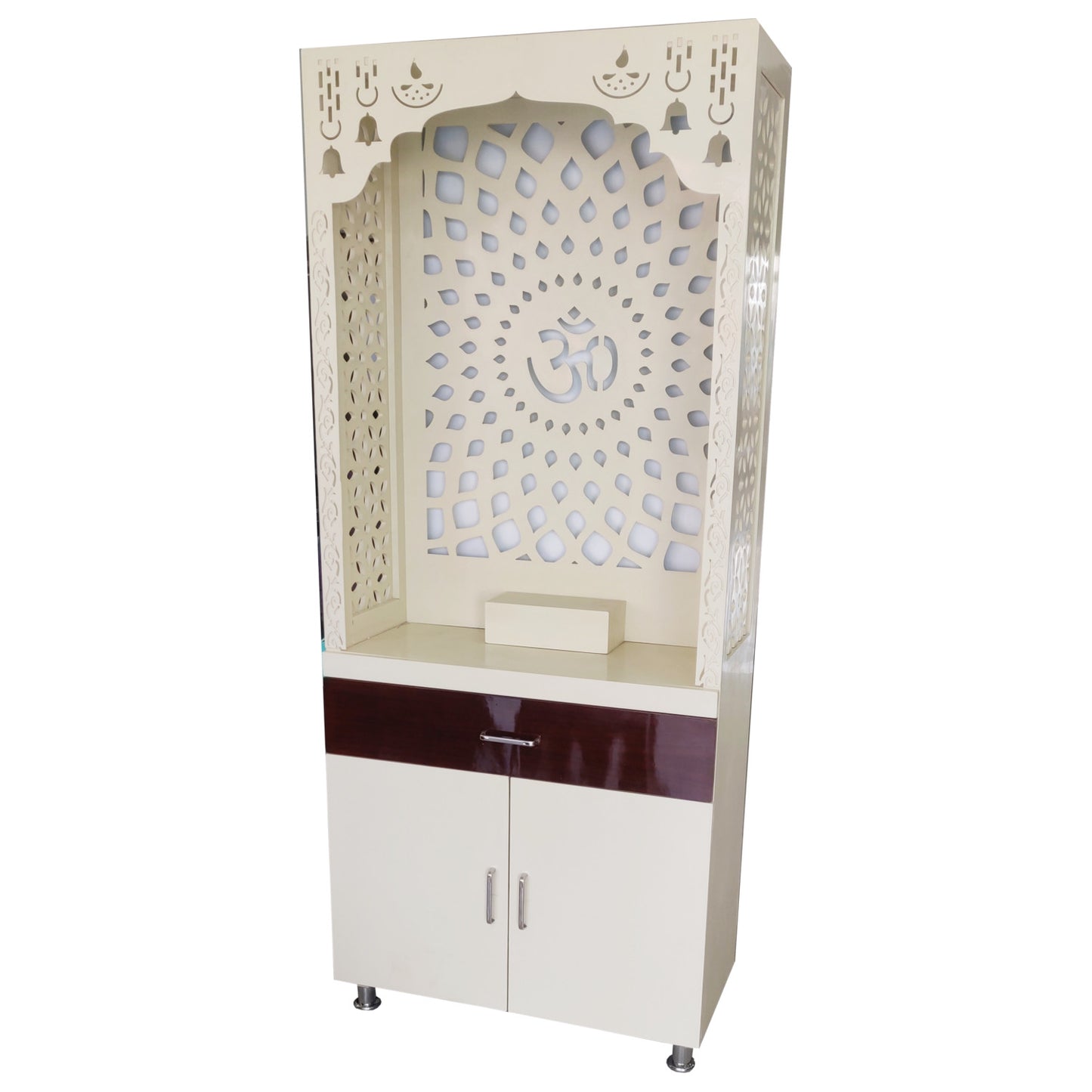 White PU Polished Wooden Temple