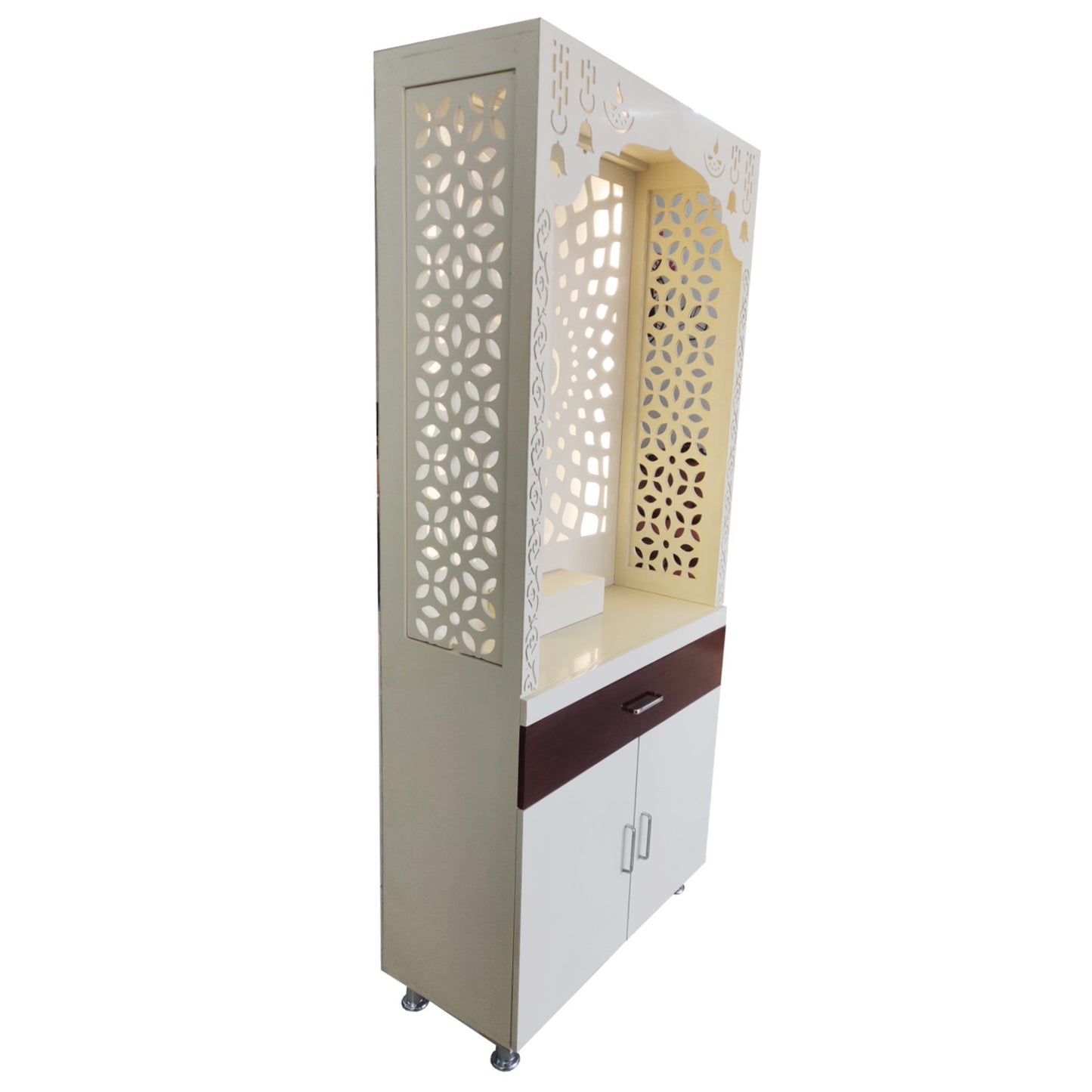 White PU Polished Wooden Temple